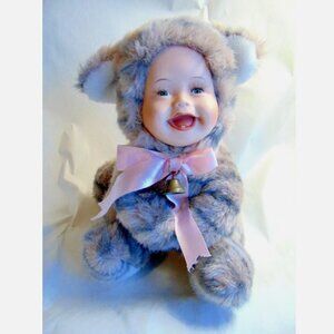 Vintage Geppeddo Lamb Plush Doll 10” — Whimsicore Cottagecore Porcelain Face